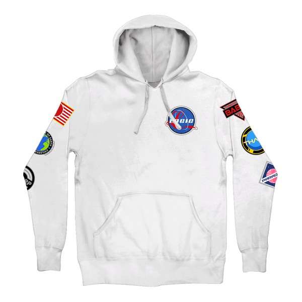 Space Patches Pullover Hoodie White